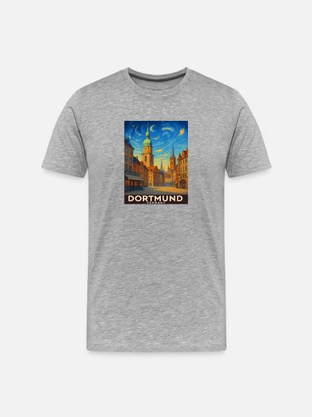 Dortmund Skyline Malerei - Männer Premium Bio T-Shirt - Grau meliert