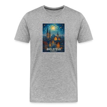 Bielefeld Night Panorama Skyline - Men's Premium Organic T-Shirt - heather grey - Front - Damien (186cm)