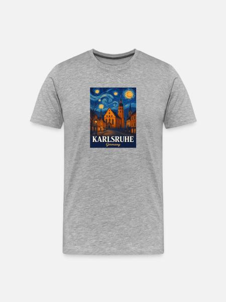 Karlsruhe Sternenstadt Malstil - Männer Premium Bio T-Shirt - Grau meliert
