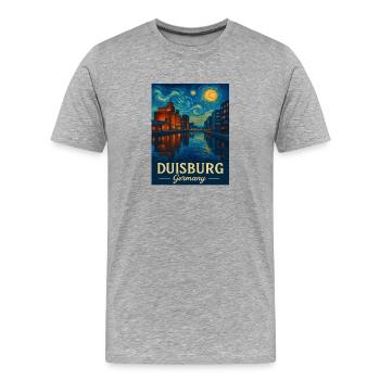Nuit de Duisbourg sur le Rhin - T-shirt bio Premium Homme - gris chiné - Devant - Damien (186cm)