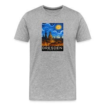 Dresden Nachtlicht Skyline - Männer Premium Bio T-Shirt - Grau meliert - Vorne - Damien (186cm)