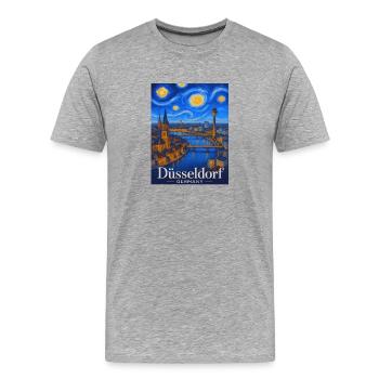 Dusseldorf Night Panorama on the Rhine - Men's Premium Organic T-Shirt - heather grey - Front - Damien (186cm)