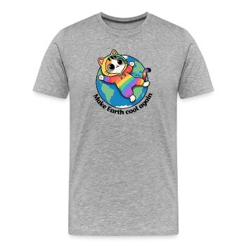 Sauver la planète terre, Make Earth cool again - T-shirt bio Premium Homme - gris chiné - Devant - Damien (186cm)