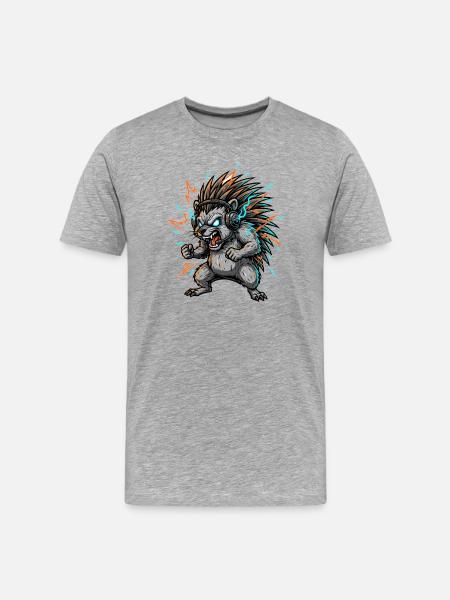 Elektrischer Cyber-Igel-DJ - Männer Premium Bio T-Shirt - Grau meliert