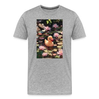 Ente unter Seerosen - Männer Premium Bio T-Shirt - Grau meliert - Vorne - Damien (186cm)
