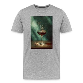 Émeraude Splash Cocktail Art Vintage - T-shirt bio Premium Homme - gris chiné - Devant - Damien (186cm)