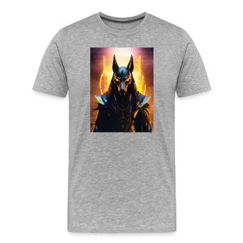 Anubis – Gardien des âmes - T-shirt bio Premium Homme - gris chiné - Devant - Damien (186cm)