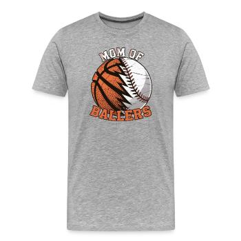 Mom of Ballers – Sportmama Design - Men's Premium Organic T-Shirt - heather grey - Front - Damien (186cm)