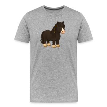 Black Tinker mare Katy with floral braid - Men's Premium Organic T-Shirt - heather grey - Front - Damien (186cm)