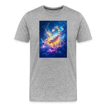 Glowing glass scorpion within bright nebula - Men's Premium Organic T-Shirt - heather grey - Front - Damien (186cm)