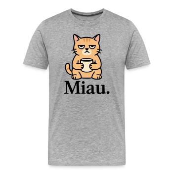 Miau Morgenmuffel - Männer Premium Bio T-Shirt - Grau meliert - Vorne - Damien (186cm)