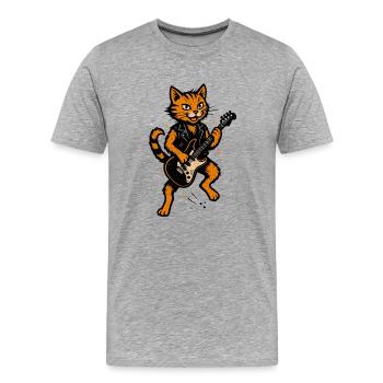 Orange Katze macht krach - Männer Premium Bio T-Shirt - Grau meliert - Vorne - Damien (186cm)