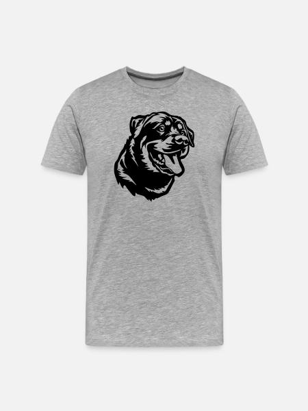 Rottweiler Kopf - Männer Premium Bio T-Shirt - Grau meliert