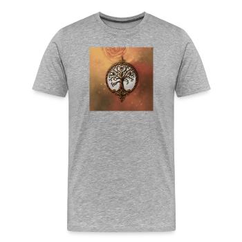 Circular Tree of Life - Men's Premium Organic T-Shirt - heather grey - Front - Damien (186cm)
