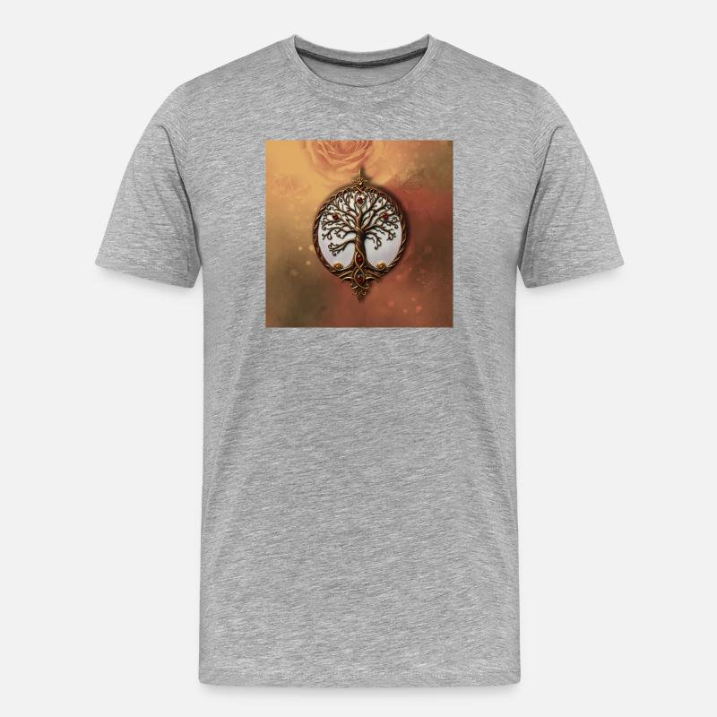 Kreisförmiger Baum des Lebens - Männer Premium Bio T-Shirt - Grau meliert
