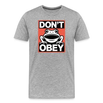 Don't obey - USA Frog T-Shirt - Men's Premium Organic T-Shirt - heather grey - Front - Damien (186cm)