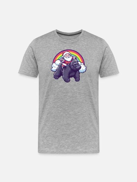 Gorilla Santa Claus Christmas - Men's Premium Organic T-Shirt - heather grey
