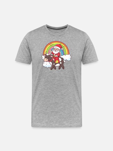 Vache Père Noël Noël - T-shirt bio Premium Homme - gris chiné