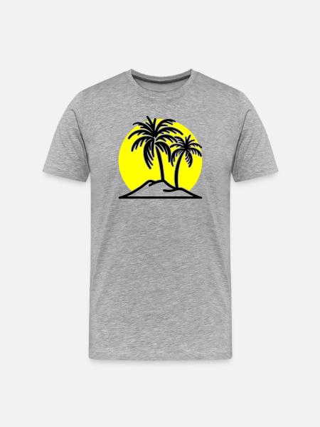 Palm Tree Symbol Beach Island - Men's Premium Organic T-Shirt - heather grey