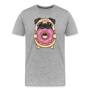 Süßer Mops Donut Cartoon Nachtisch Zuckerware - Männer Premium Bio T-Shirt - Grau meliert - Vorne - Damien (186cm)