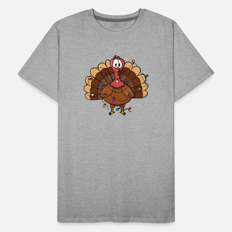 Festive Turkey with String Lights Men's Premium Organic T-Shirt