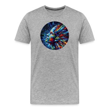 Geometrischer bunter Schrei - Männer Premium Bio T-Shirt - Grau meliert - Vorne - Damien (186cm)