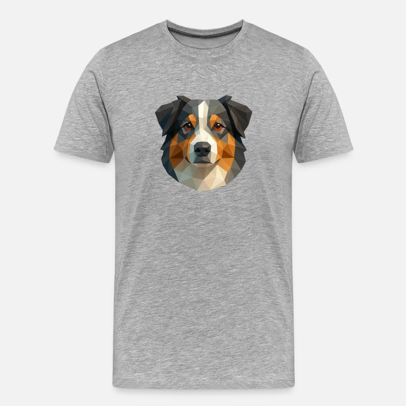 Süßer Australian Shepherd – Polygon Hundedesign - Männer Premium Bio T-Shirt - Grau meliert