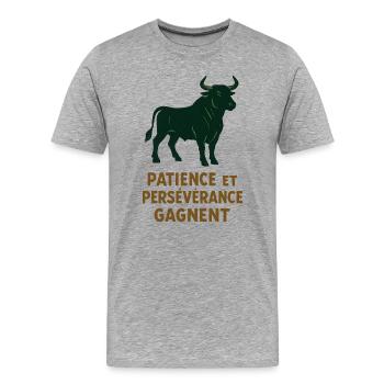 Signe astrologique du Taureau  - Astrologie - T-shirt bio Premium Homme - gris chiné - Devant - Damien (186cm)