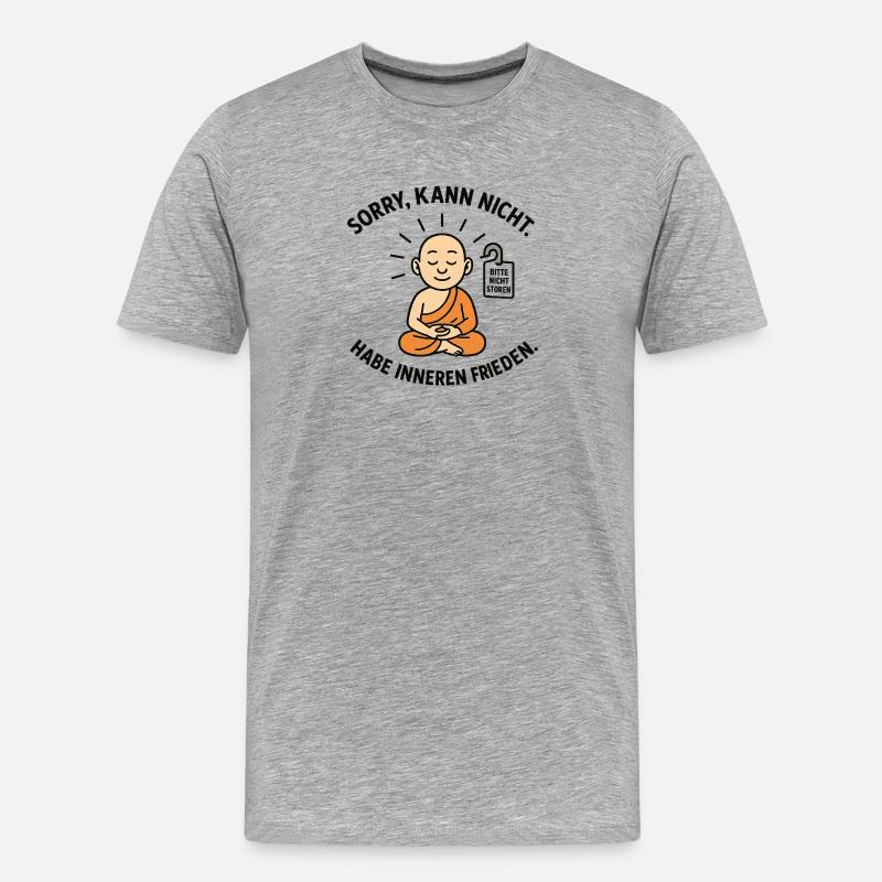 Innerer Frieden Mönch Spruch - Männer Premium Bio T-Shirt - Grau meliert