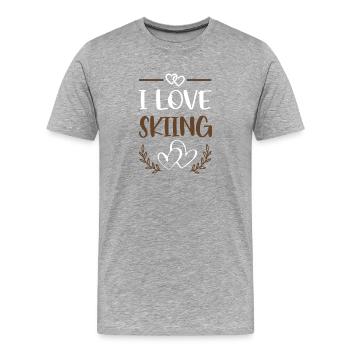 I Love Skiing Winter Sports Heart - Men's Premium Organic T-Shirt - heather grey - Front - Damien (186cm)