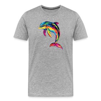 Dauphin Plongeur Dauphins Océan Dauphins mignons Dauphin - T-shirt bio Premium Homme - gris chiné - Devant - Damien (186cm)