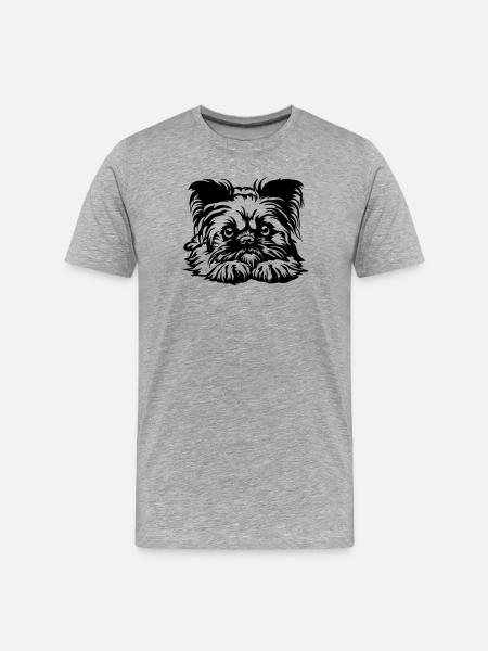 Brussels Griffon Head - Men's Premium Organic T-Shirt - heather grey