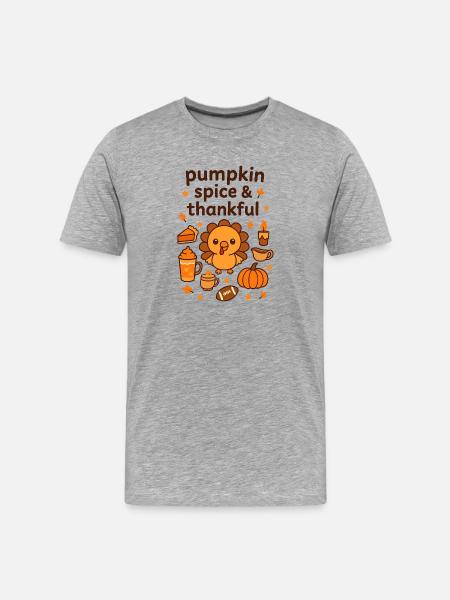 Pumpkin Spice Turkey Charm - Men's Premium Organic T-Shirt - heather grey
