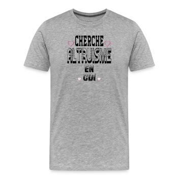 Auf der Suche nach Altruismus mit einem unbefristeten Vertrag - Männer Premium Bio T-Shirt - Grau meliert - Vorne - Damien (186cm)