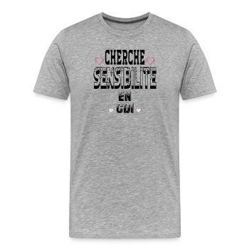 Looking for sensitivity on a permanent contract - Men's Premium Organic T-Shirt - heather grey - Front - Damien (186cm)
