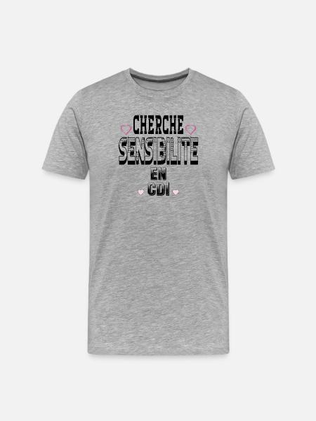 Cherche Sensibilité en CDI - T-shirt bio Premium Homme - gris chiné