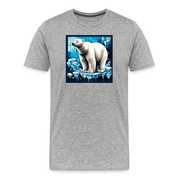 ours blanc - T-shirt bio Premium Homme - gris chiné - Devant - Damien (186cm)