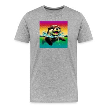 Otter - Männer Premium Bio T-Shirt - Grau meliert - Vorne - Damien (186cm)
