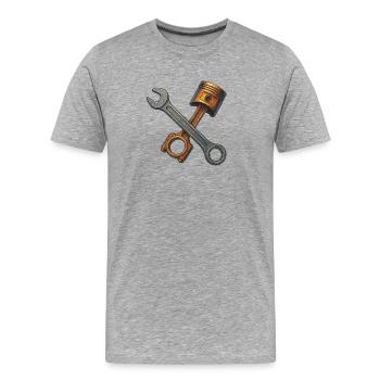 Schraubenschluessel_und_Kolben - Men's Premium Organic T-Shirt - heather grey - Front - Damien (186cm)