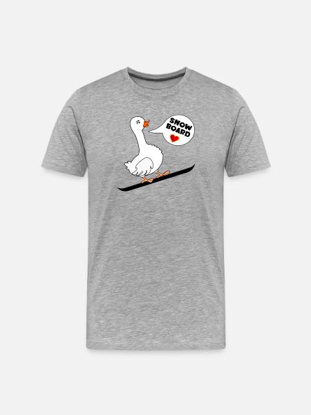 WINTER GOOSE SNOWBOARD LOVE - Men's Premium Organic T-Shirt - heather grey
