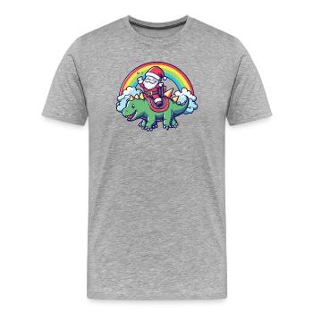 Dinosaurier stegosaurus Weihnachtsmann - Männer Premium Bio T-Shirt - Grau meliert - Vorne - Damien (186cm)
