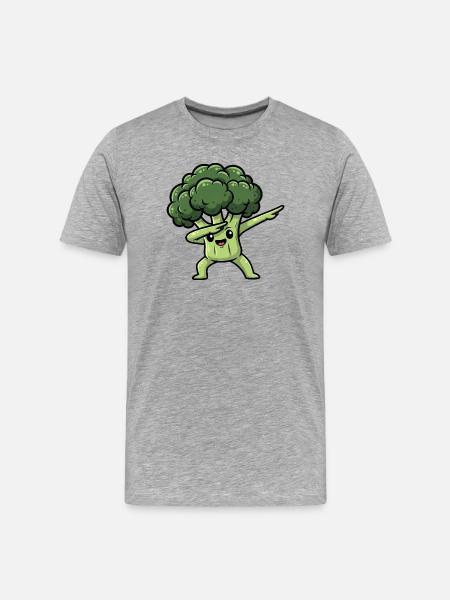 Sweet Broccoli Dab Cartoon Vegetables Vegan - Men's Premium Organic T-Shirt - heather grey