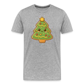Weihnachtsbaum Keks - Männer Premium Bio T-Shirt - Grau meliert - Vorne - Damien (186cm)