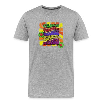 Frieden, Zweck, Fortschritt, Macht, Geduld, Retro-Design - Männer Premium Bio T-Shirt - Grau meliert - Vorne - Damien (186cm)