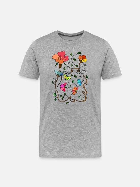 Blumen - Männer Premium Bio T-Shirt - Grau meliert
