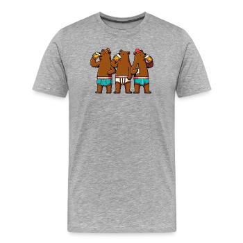 3 Berliner Party Gang Berlin Bären Bier Hose Bär - Männer Premium Bio T-Shirt - Grau meliert - Vorne - Damien (186cm)