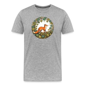 Fox in Ivy Circle - Men's Premium Organic T-Shirt - heather grey - Front - Damien (186cm)
