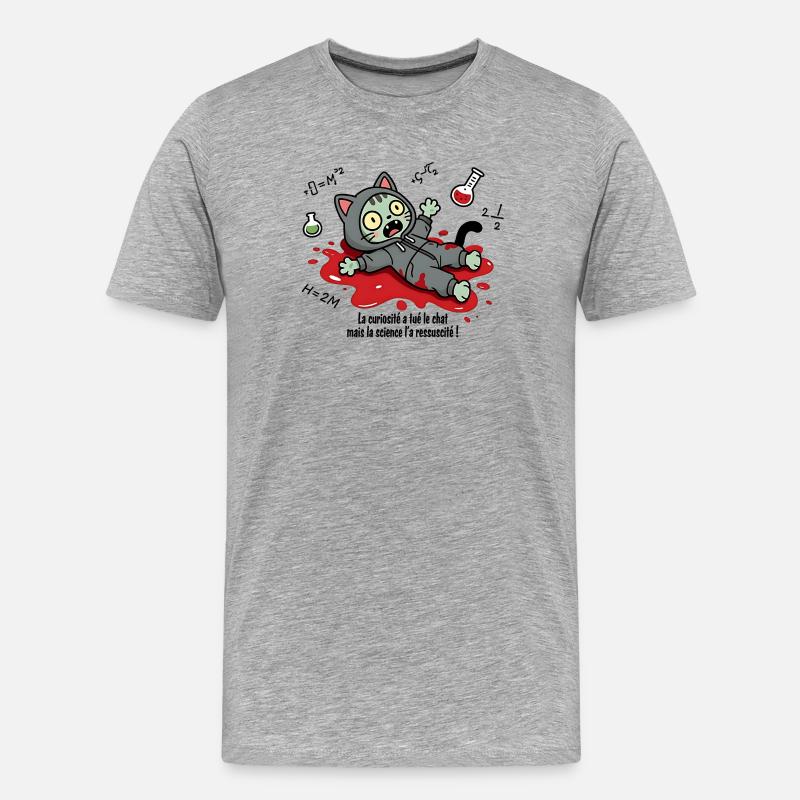 Die Neugier hat die Katze getötet, die Wissenschaft... - Männer Premium Bio T-Shirt - Grau meliert
