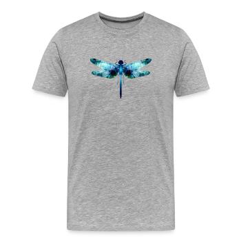 Libellule irisée dans les tons bleu-vert - T-shirt bio Premium Homme - gris chiné - Devant - Damien (186cm)