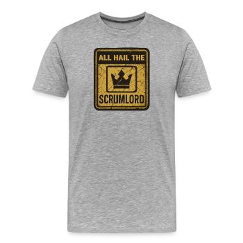 All Hail the Scrumlord - Men's Premium Organic T-Shirt - heather grey - Front - Damien (186cm)